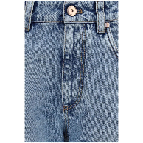 Blue Cotton Straight-Leg Jeans