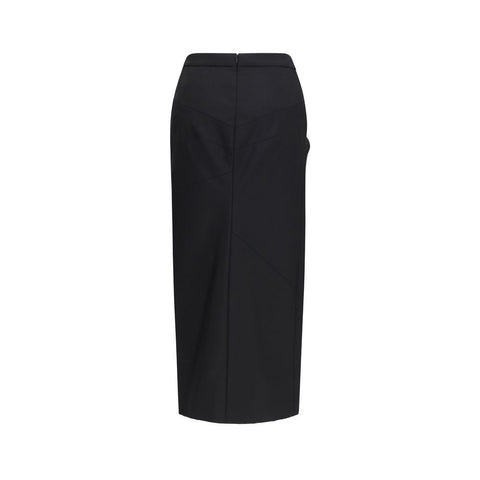 Black Wool Oves Aries Midi Skirt