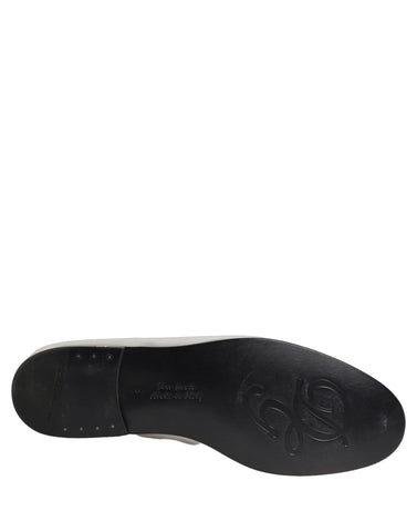 Silver Leather DG Logo Slip On Loafers Shoes