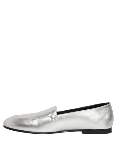 Silver Leather DG Logo Slip On Loafers Shoes