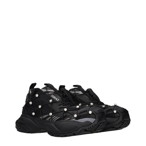 Black Fabric Chunky Sneakers