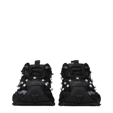 Black Fabric Chunky Sneakers