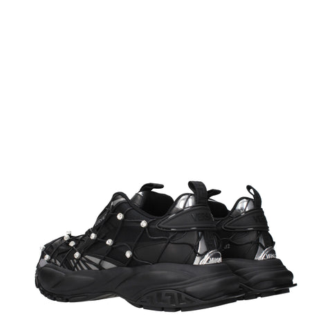 Black Fabric Chunky Sneakers