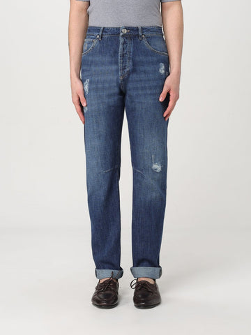 Blue Denim Straight-Leg Jeans
