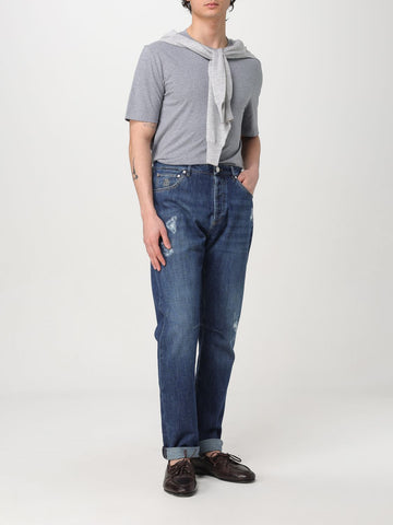 Blue Denim Straight-Leg Jeans