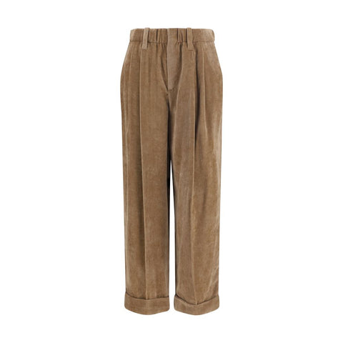 Brown Viscose Casual Pants