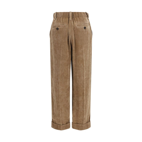 Brown Viscose Casual Pants