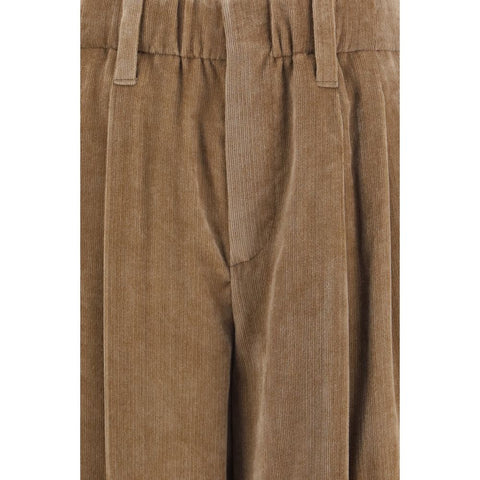 Brown Viscose Casual Pants