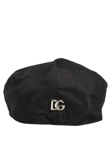 Men Black Cotton Stretch Newsboy Cloth Capello Hat