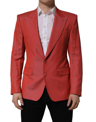 Red Wool Single Breasted Men Blazer Jacket