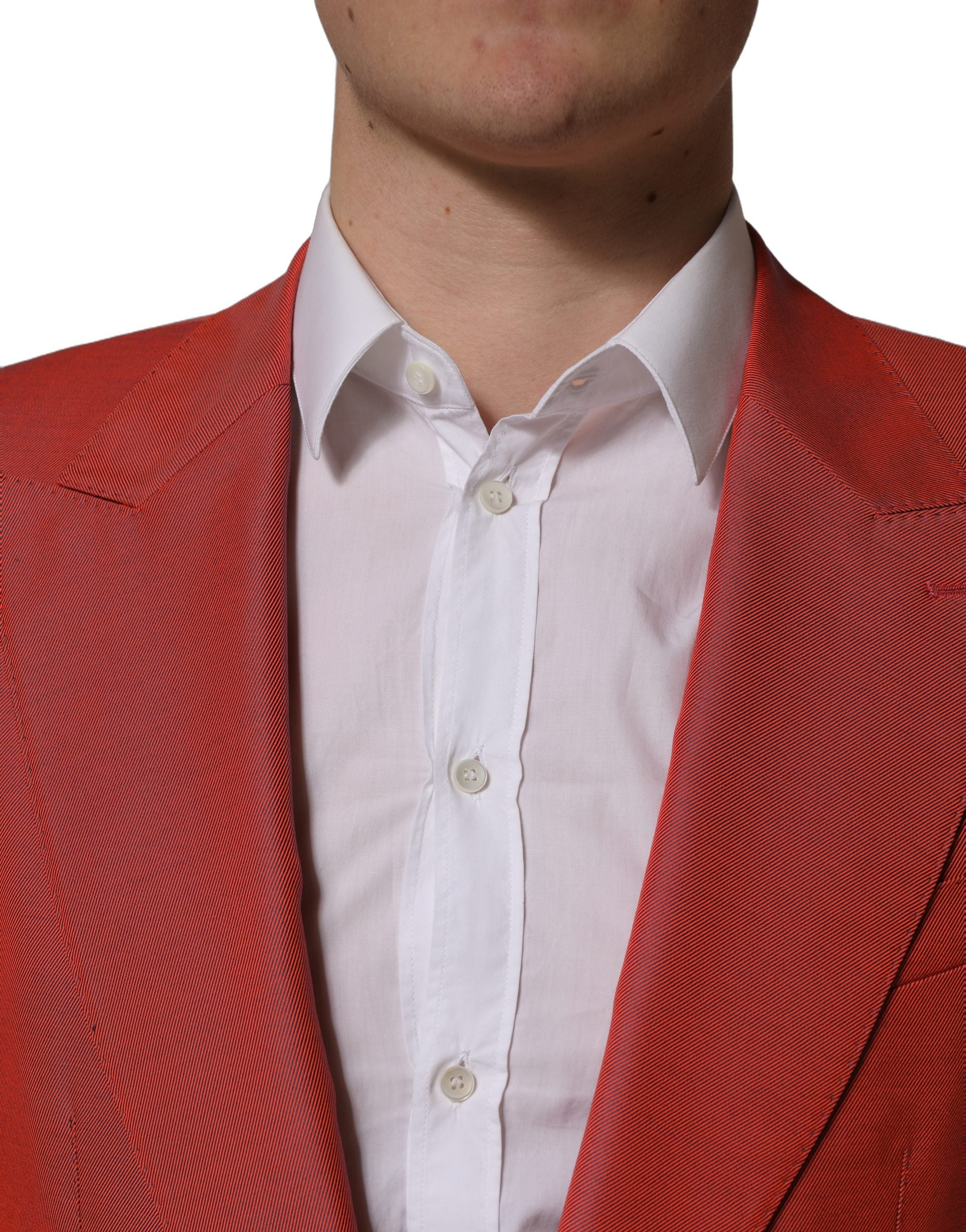 Red Wool Single Breasted Men Blazer Jacket