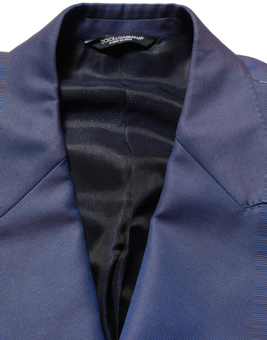 Blue Wool Double Breasted Men Blazer Jacket