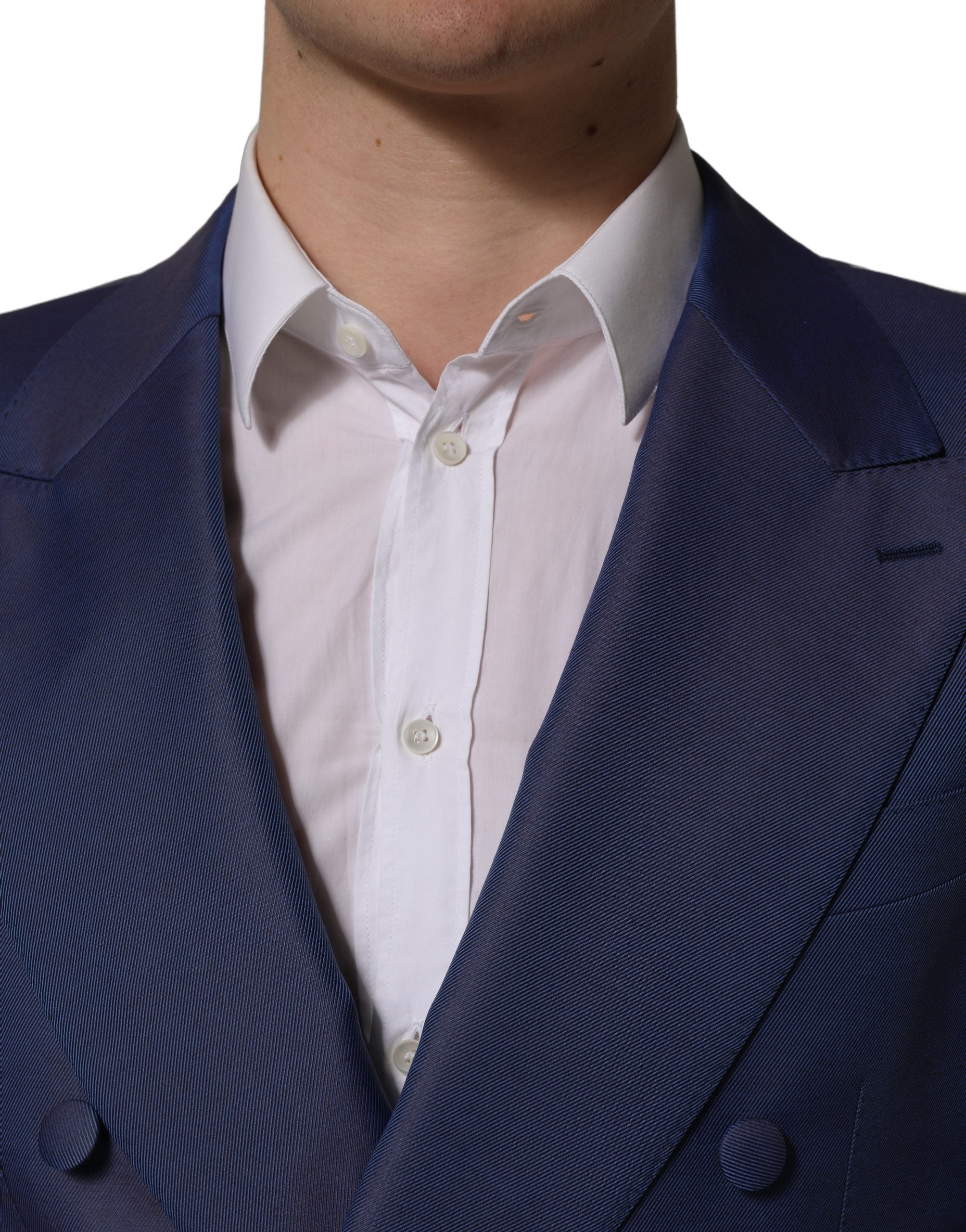Blue Wool Double Breasted Men Blazer Jacket