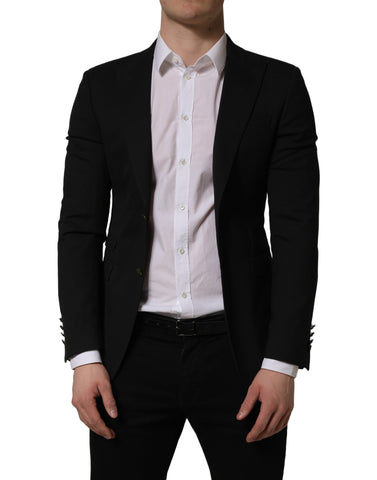 Black Polyester Single Breasted Blazer Jacket