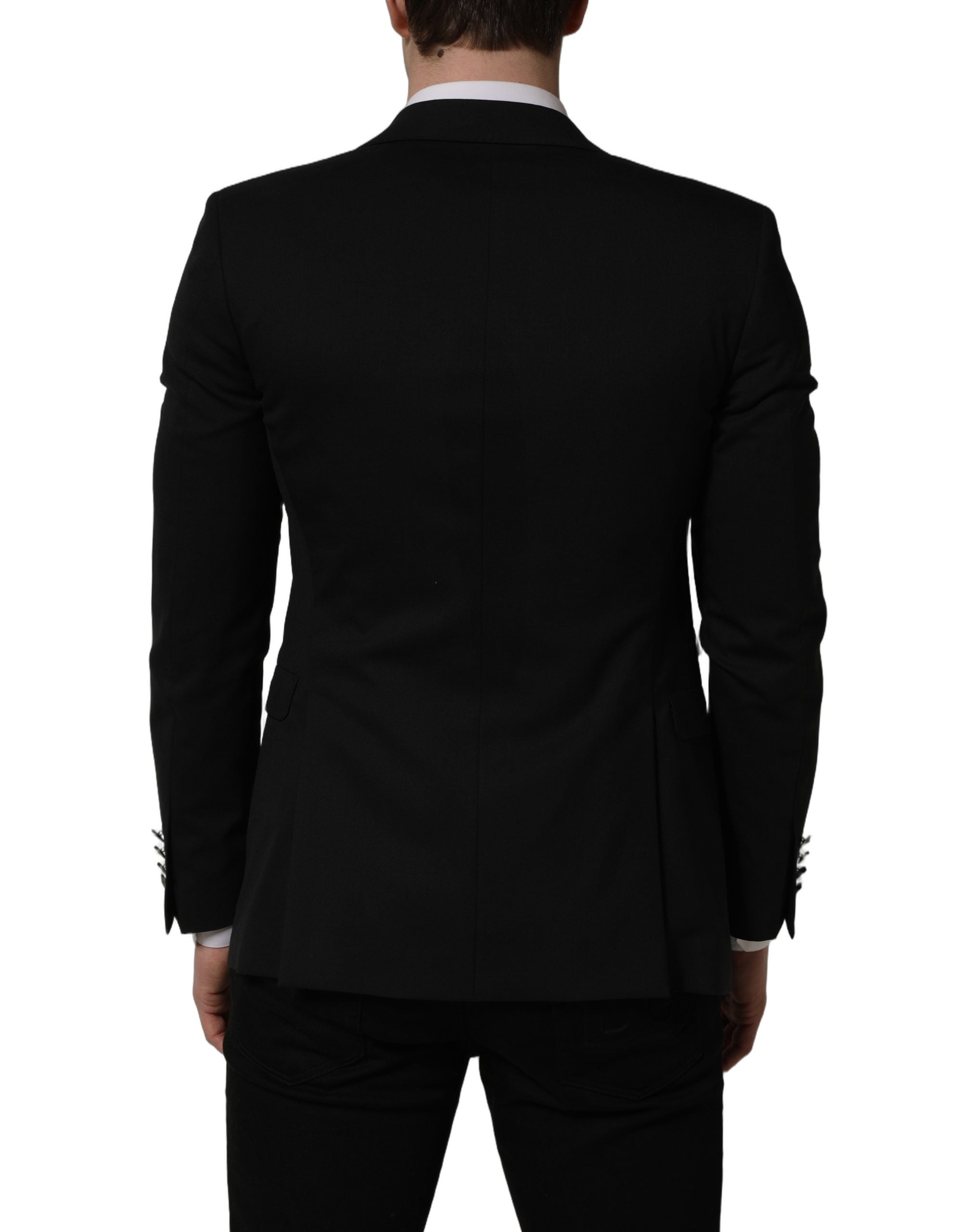 Black Polyester Single Breasted Blazer Jacket