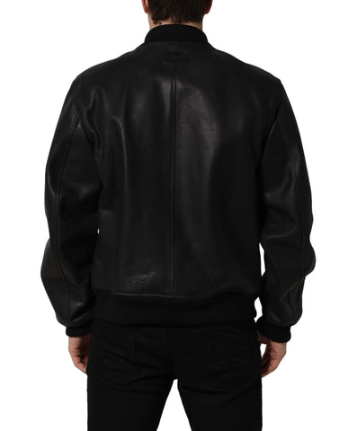 Black Leather Full Zip Men Biker Jacket