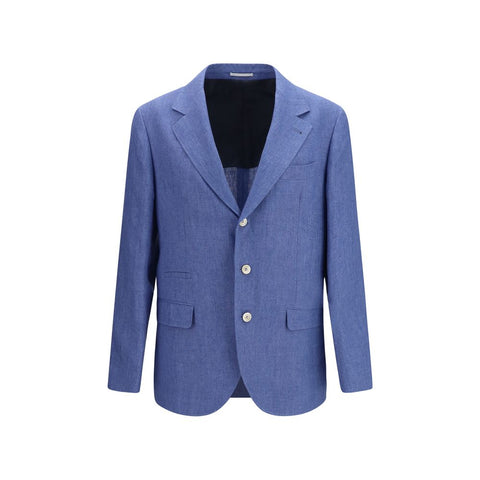 Blue Linen Full-Length Jacket