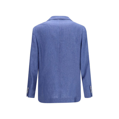 Blue Linen Full-Length Jacket