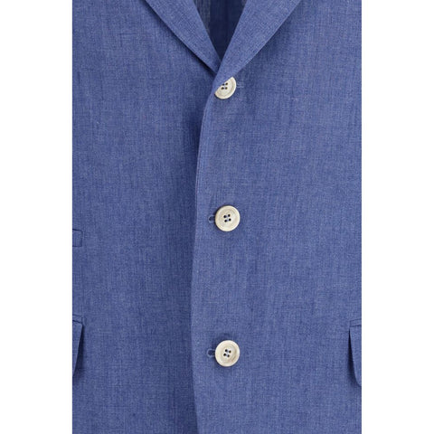 Blue Linen Full-Length Jacket
