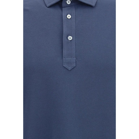 Blue Cotton Polo Shirt