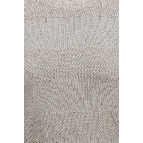 Beige Cotton Sleeveles Sweater