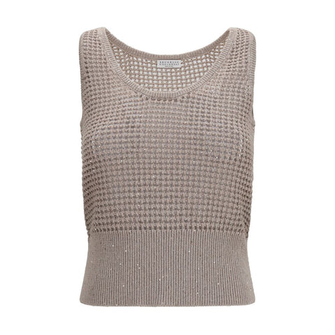Beige Cotton Tank Tops