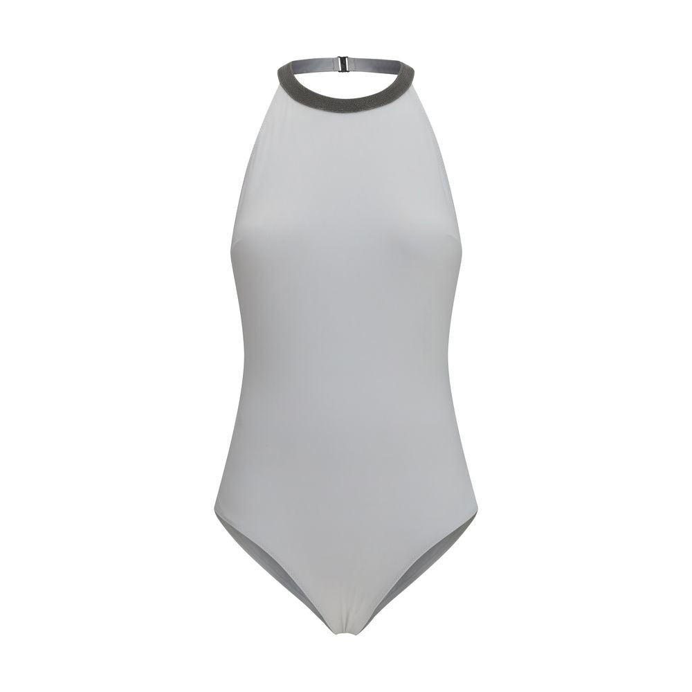 White Polyamide One-Piece Swimsuit
