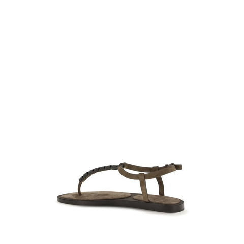 Brown Calf Leather Bos Taurus Flat Sandals