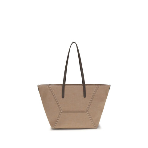 Beige Cotton Shoulder Bag