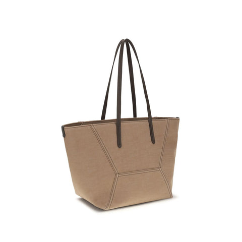 Beige Cotton Shoulder Bag