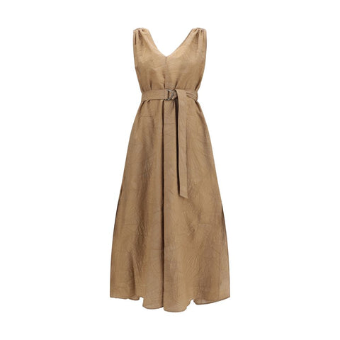 Beige Cotton Casual Dress