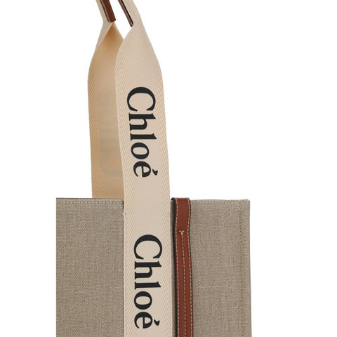 Beige Linen Handbag