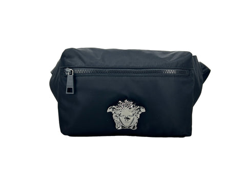 Versace Medusa Black Nylon Belt Bag Waist Fanny Pack Purse
