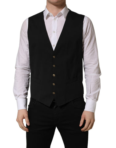 Black Single Breasted Men Waistcoat Vest