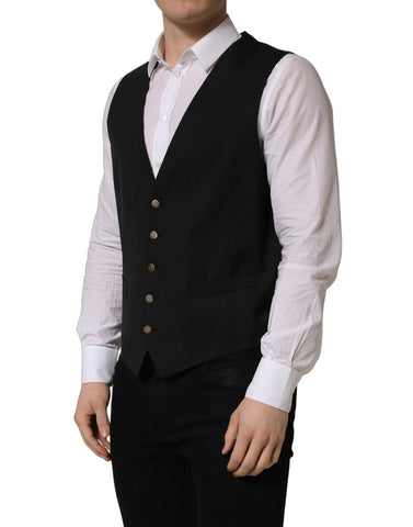 Black Single Breasted Men Waistcoat Vest