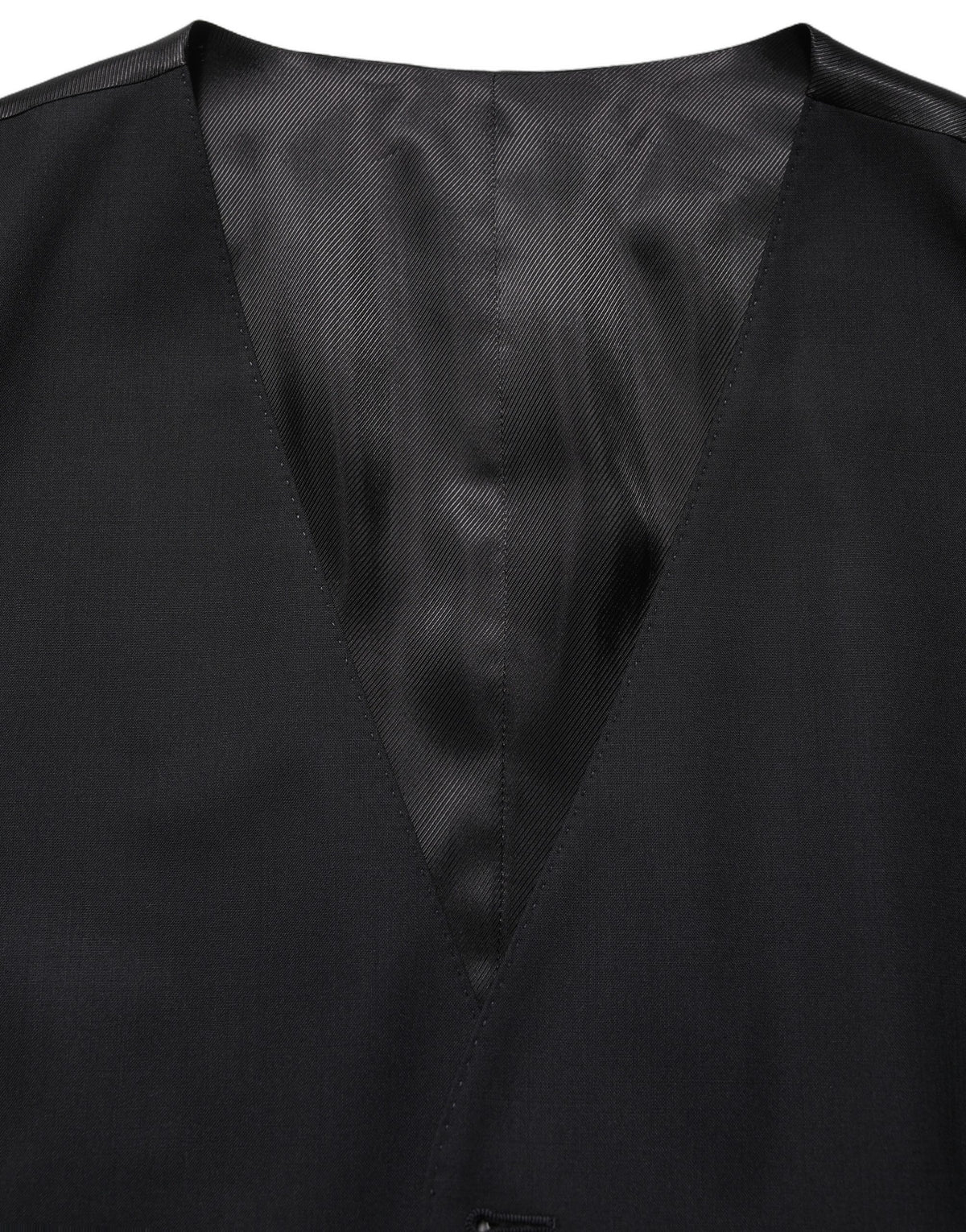 Black Wool Single Breasted Waistcoat Vest