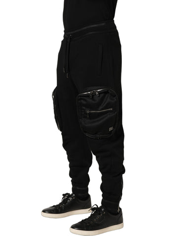 Black Mid Waist Cargo Jogger Sweatpants Pants