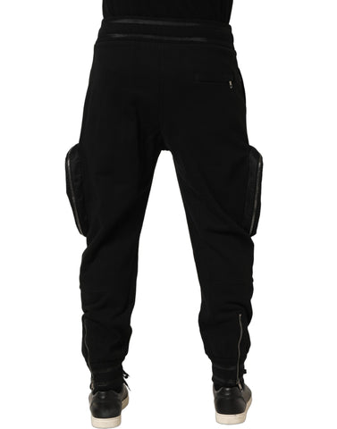 Black Mid Waist Cargo Jogger Sweatpants Pants