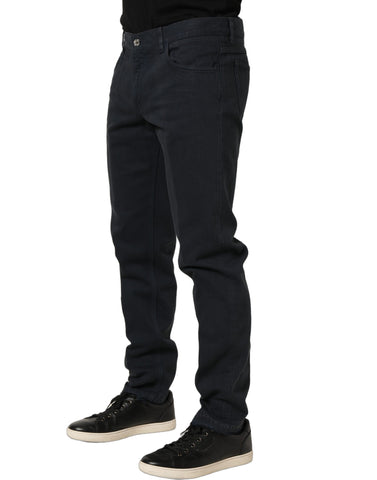 Black Cotton Mid Waist Skinny Men Denim Jeans