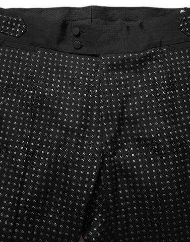 Black Polka Dot Cotton Dress Trouser Pants