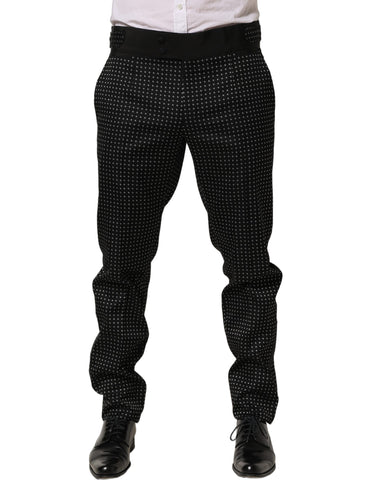 Black Polka Dot Cotton Dress Trouser Pants