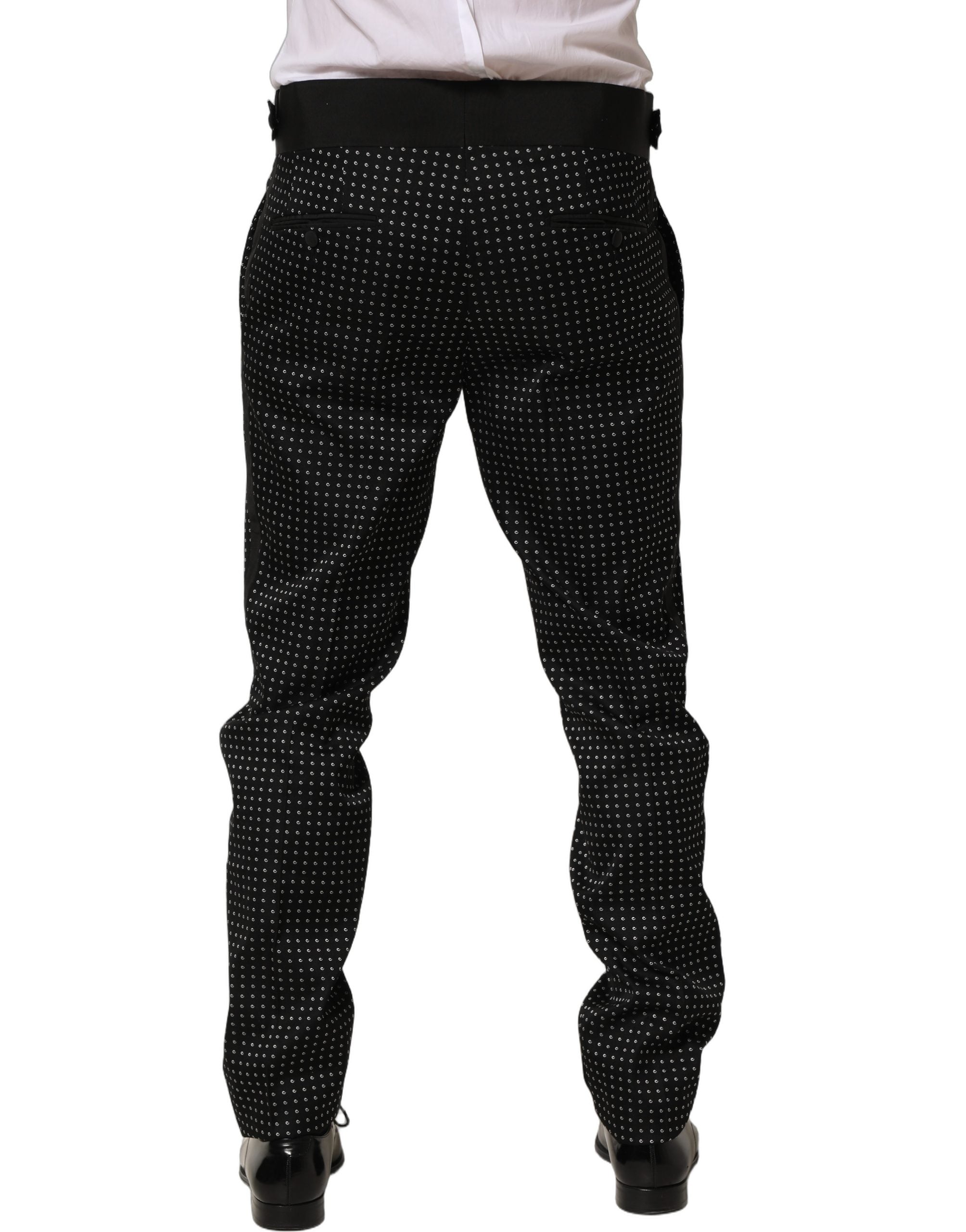 Black Polka Dot Cotton Dress Trouser Pants