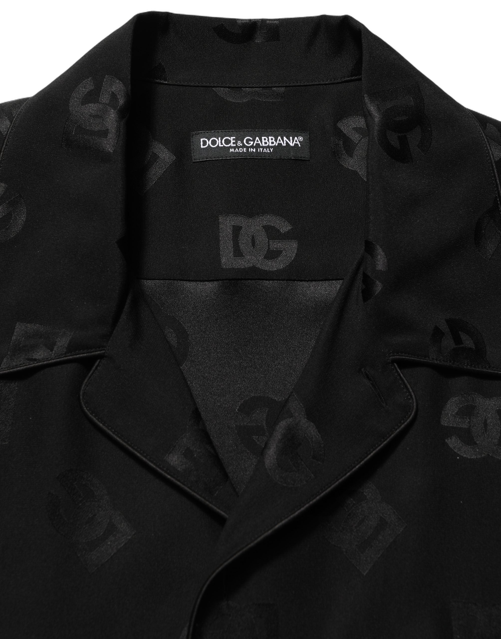 Black Logo Monogram Short Sleeves Men Shirt