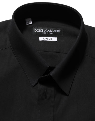 Black Cotton Stretch GOLD Fit Dress Shirt