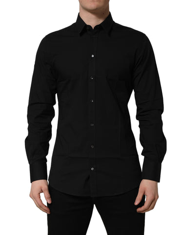 Black Cotton Stretch GOLD Fit Dress Shirt