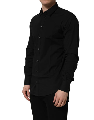 Black Cotton Stretch GOLD Fit Dress Shirt