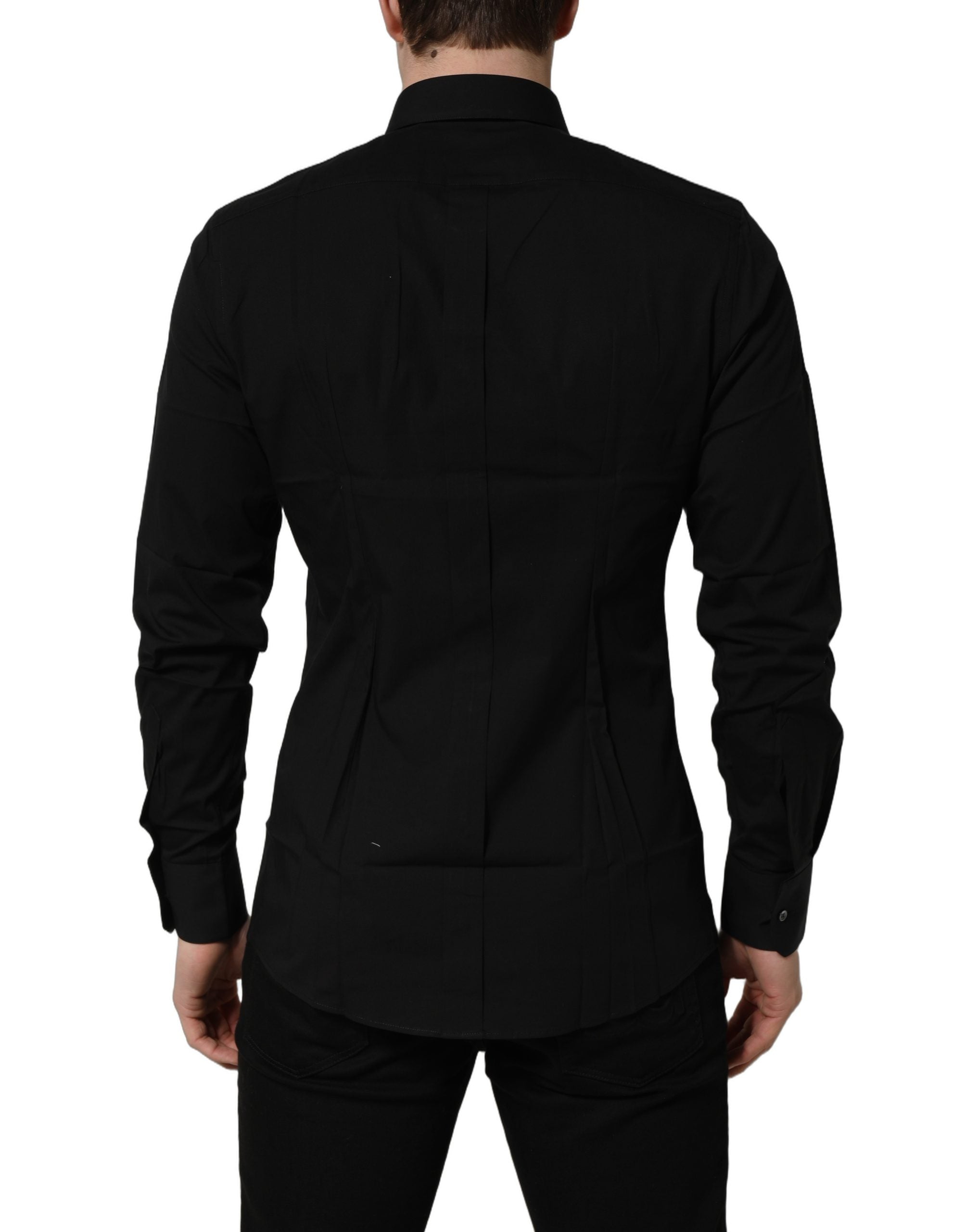 Black Cotton Stretch GOLD Fit Dress Shirt