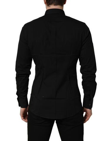 Black Cotton Stretch GOLD Fit Dress Shirt