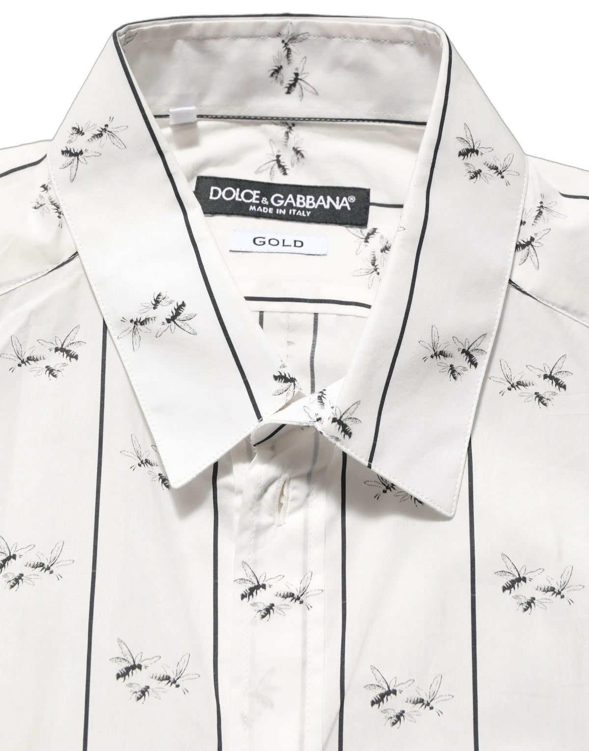 White Bee Print Cotton GOLD Fit Dress Shirt
