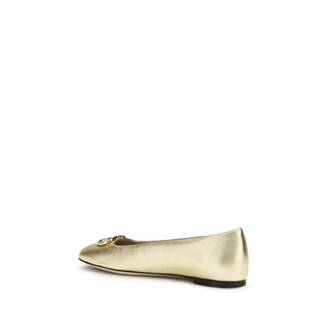 Gold Napa Leather / Calf Bos Taurus Ballet Flats